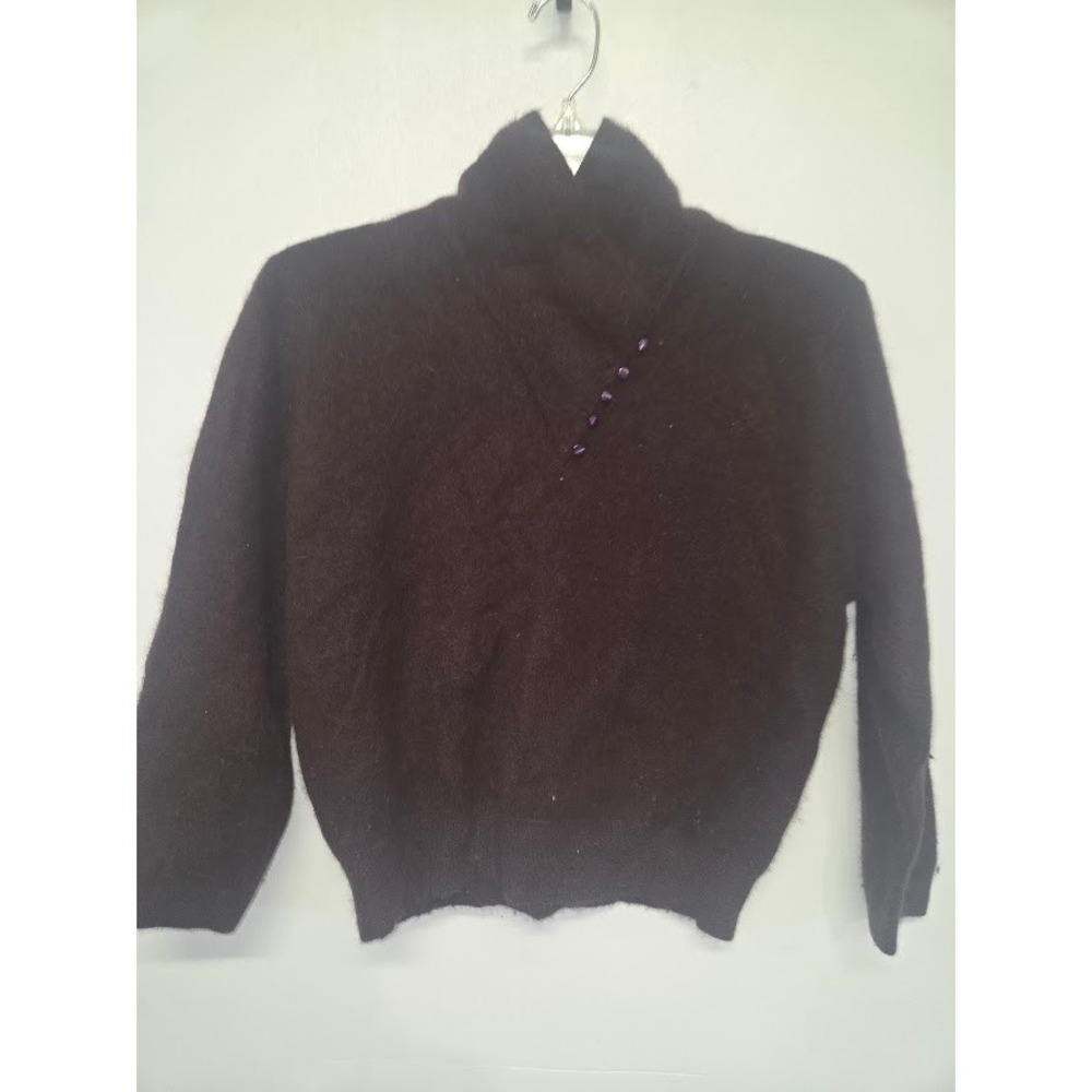 Vintage Angelon by Darlene Angora Wool Blend Mock Neck Sweater Brown Size 38